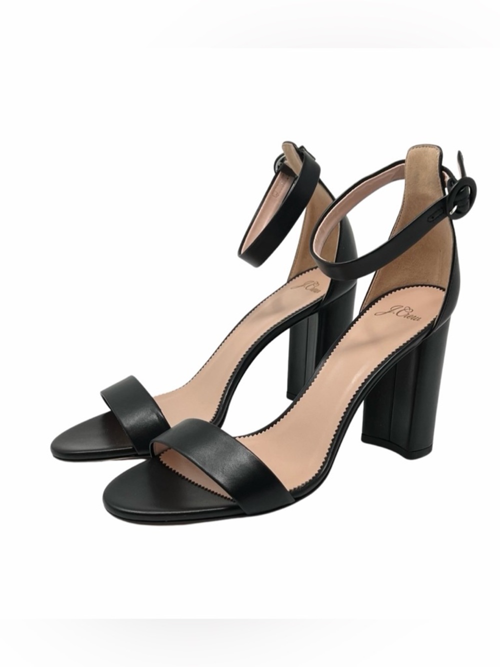 J. Crew Stella Heel With Ankle Strap Size 9.5 NWT Black Leather Made In Italy